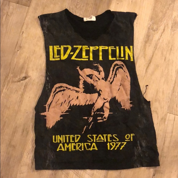Tops - Led Zeppelin Stone washed drop tank
